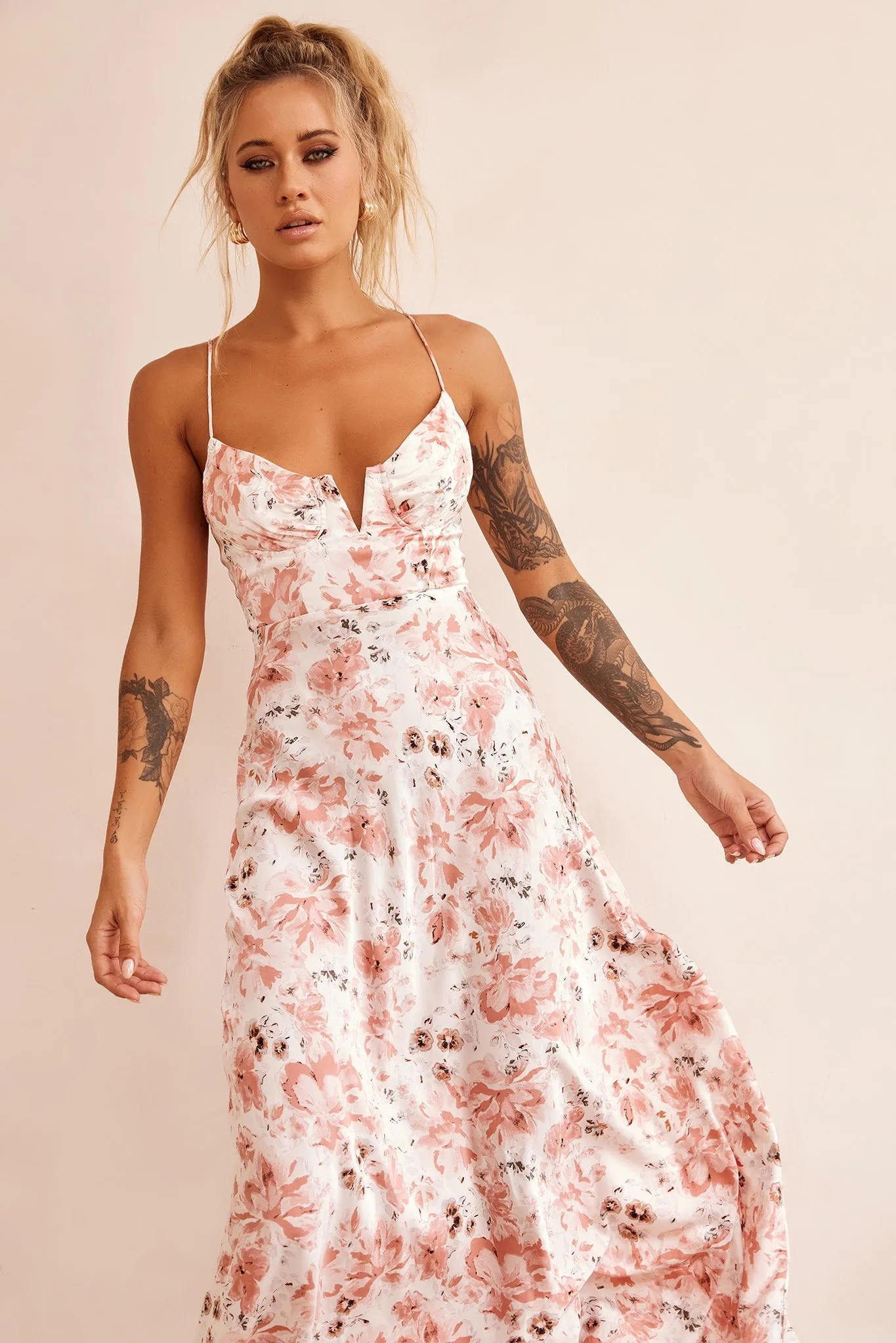 Vintage Summer Midi Dress - Rose