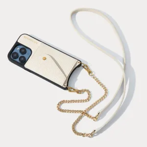 Vivian Side Slot Leather Crossbody Bandolier  - Ivory/Gold
