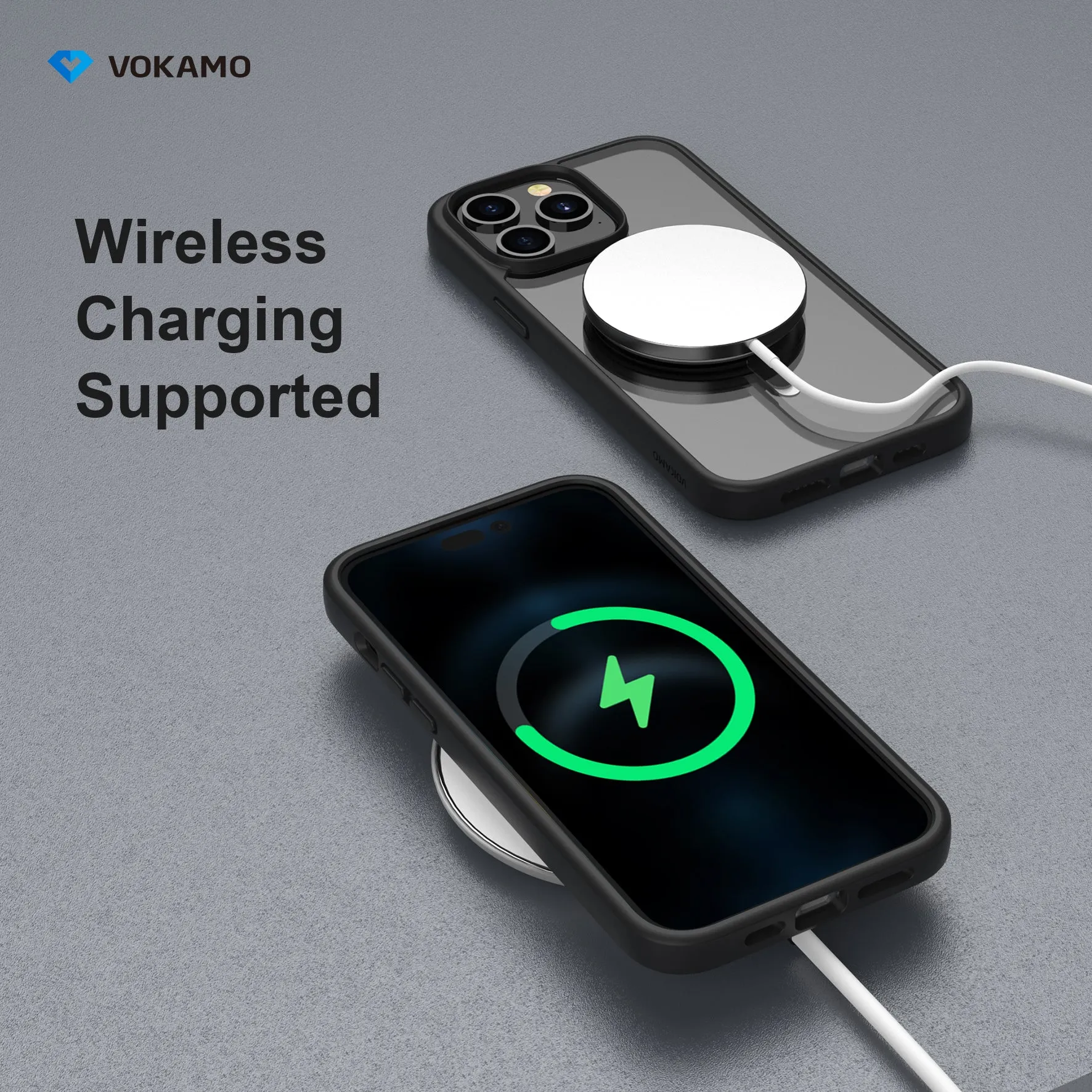 VOKAMO Matte Clear Magnetic Shockproof Case for iPhone 14 Pro Max/14 Pro/14/14 Plus Case with MagSafe
