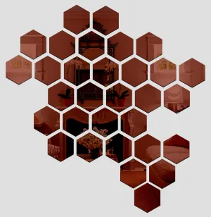 Wall1ders 31 Hexagon Browns with 10 Butterflies, Hexagon Mirror Stickers for Wall, Mirror Stickers for Wall, Acrylic Stickers, Wall Mirror Stickers, Wall Stickers for Bedroom, Hall, Home Offices