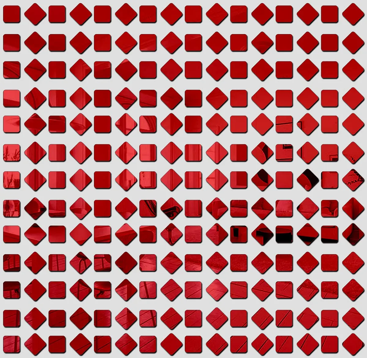 Wall1ders Curve 200 Squre Red (Each Piece Size 3 cm), Mirror Stickers for Wall, Acrylic Stickers, Wall Mirror Stickers, Wall Stickers for Bedroom, Hall, Home Offices