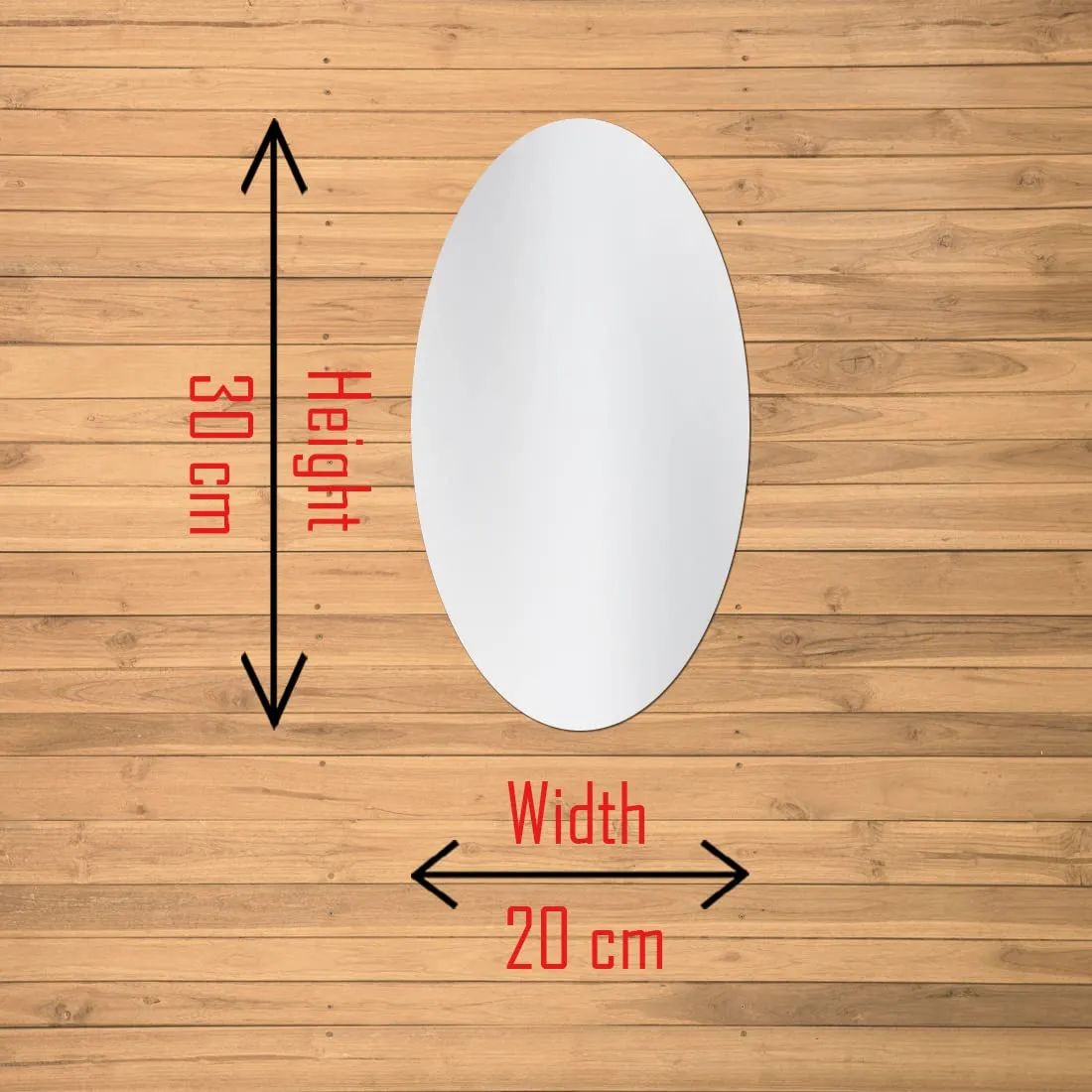 WallDaddy - Self Adhesive Plastic Oval Mirror for Wall Stickers (30x20) Cm Frameless Flexible Mirror for Bathroom | Bedroom | Living Room (C-OvalMirror) Wall Sticker Mirror Non-Glass