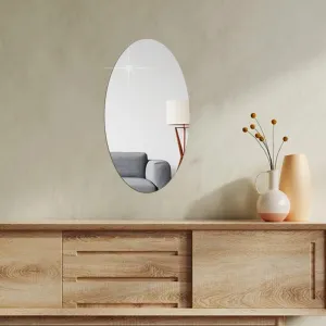 WallDaddy - Self Adhesive Plastic Oval Mirror for Wall Stickers (30x20) Cm Frameless Flexible Mirror for Bathroom | Bedroom | Living Room (C-OvalMirror) Wall Sticker Mirror Non-Glass