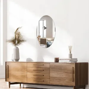 WallDaddy - Self Adhesive Wall Mirror Stickers Big Size (30x20) Cm Frameless Mirror for Wall Stickers | Mirror for Bathroom | Bedroom | Wash Basin Flexible Mirror Sheets for Wall (I-OvalMirror)
