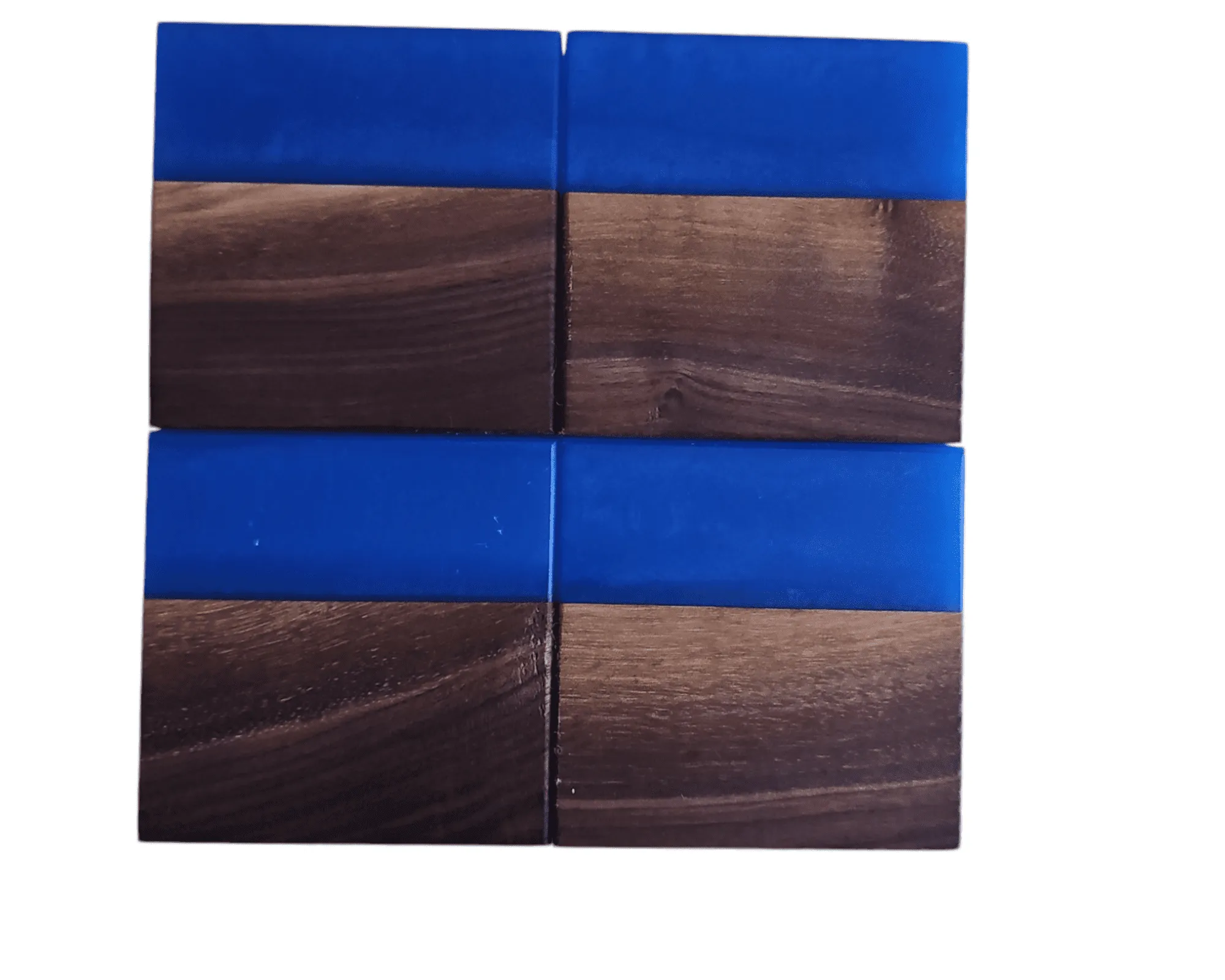 Walnut with Dark Blue Epoxy Coaster