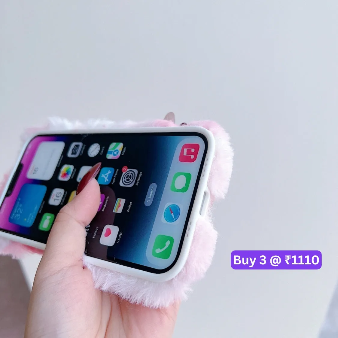 Warm Fluffy Furry Cat Embroided Camera Protection Phone Case - iPhone 13