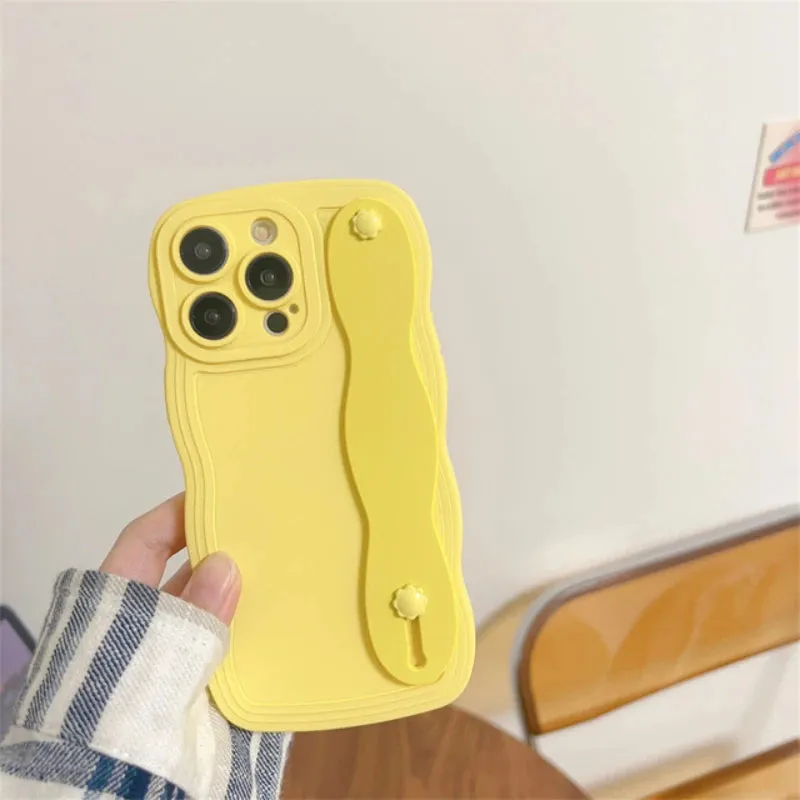 Wavy Edge Shockproof Wrist Strap Case For iPhone