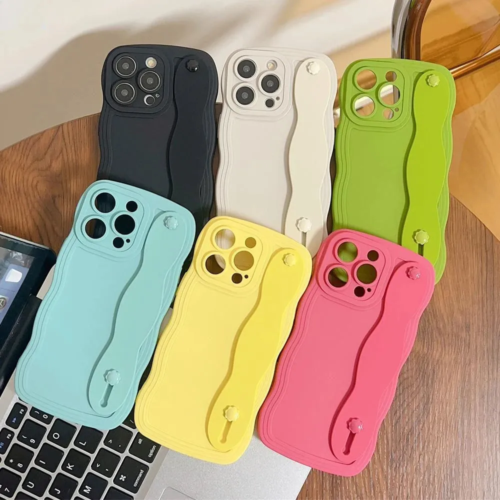 Wavy Edge Shockproof Wrist Strap Case For iPhone
