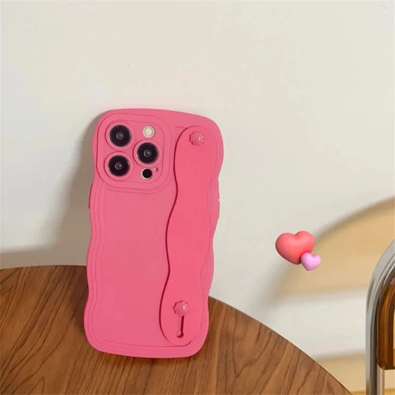 Wavy Edge Shockproof Wrist Strap Case For iPhone