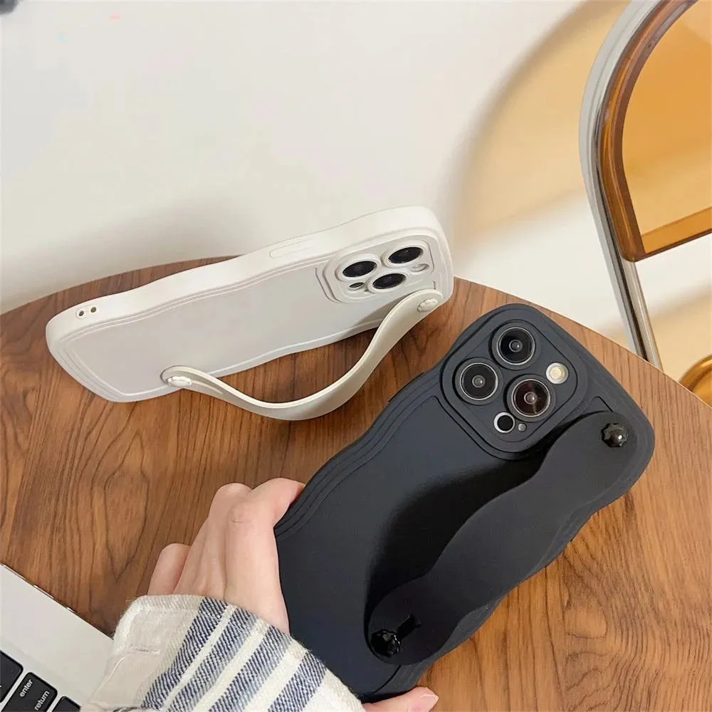Wavy Edge Shockproof Wrist Strap Case For iPhone