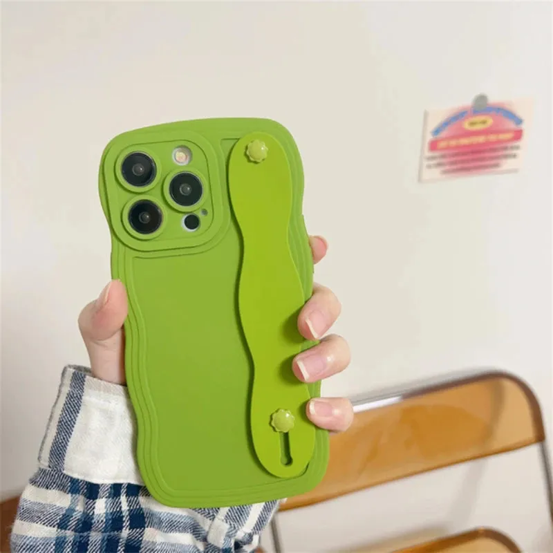 Wavy Edge Shockproof Wrist Strap Case For iPhone