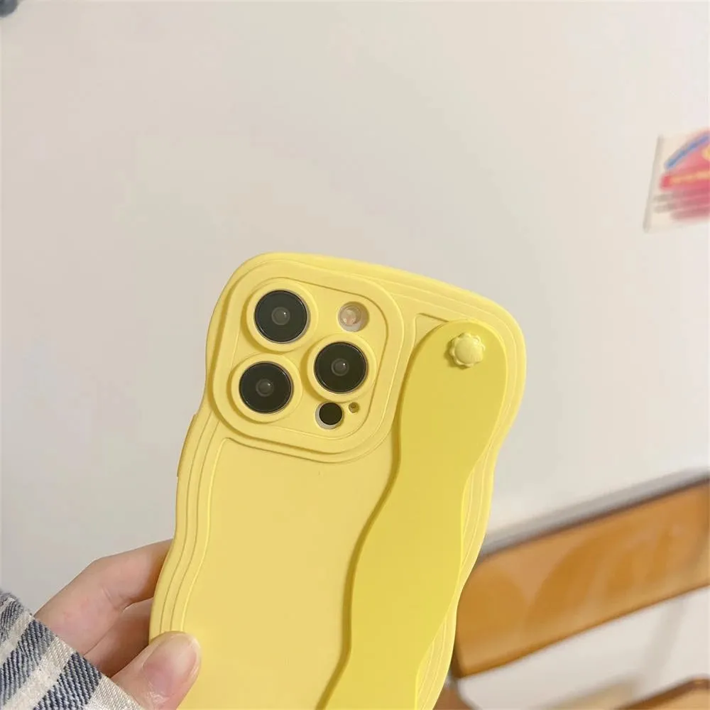 Wavy Edge Shockproof Wrist Strap Case For iPhone