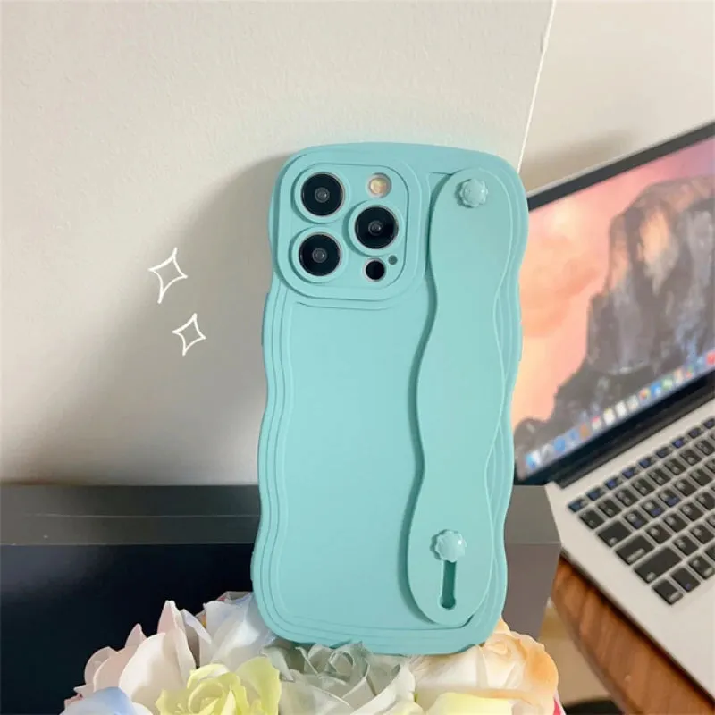 Wavy Edge Shockproof Wrist Strap Case For iPhone