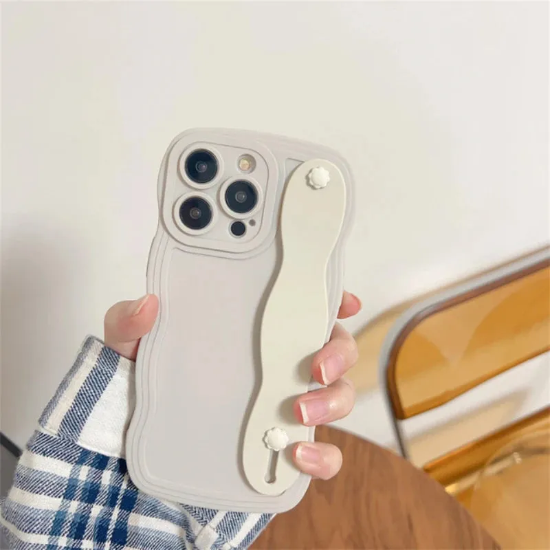 Wavy Edge Shockproof Wrist Strap Case For iPhone