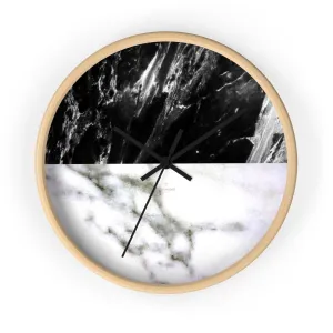 White & Black Marble Print Art Large Indoor Designer 10" dia. Wall Clock-Made in USA