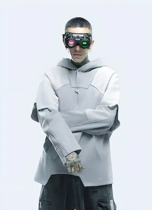 White Ghost Cyberpunk Patchwork Hoodie