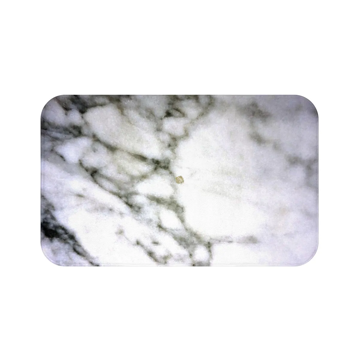 White Marble Print Bath Mat, 34"x21", 24"x17" Premium Microfiber Rug- Printed in USA