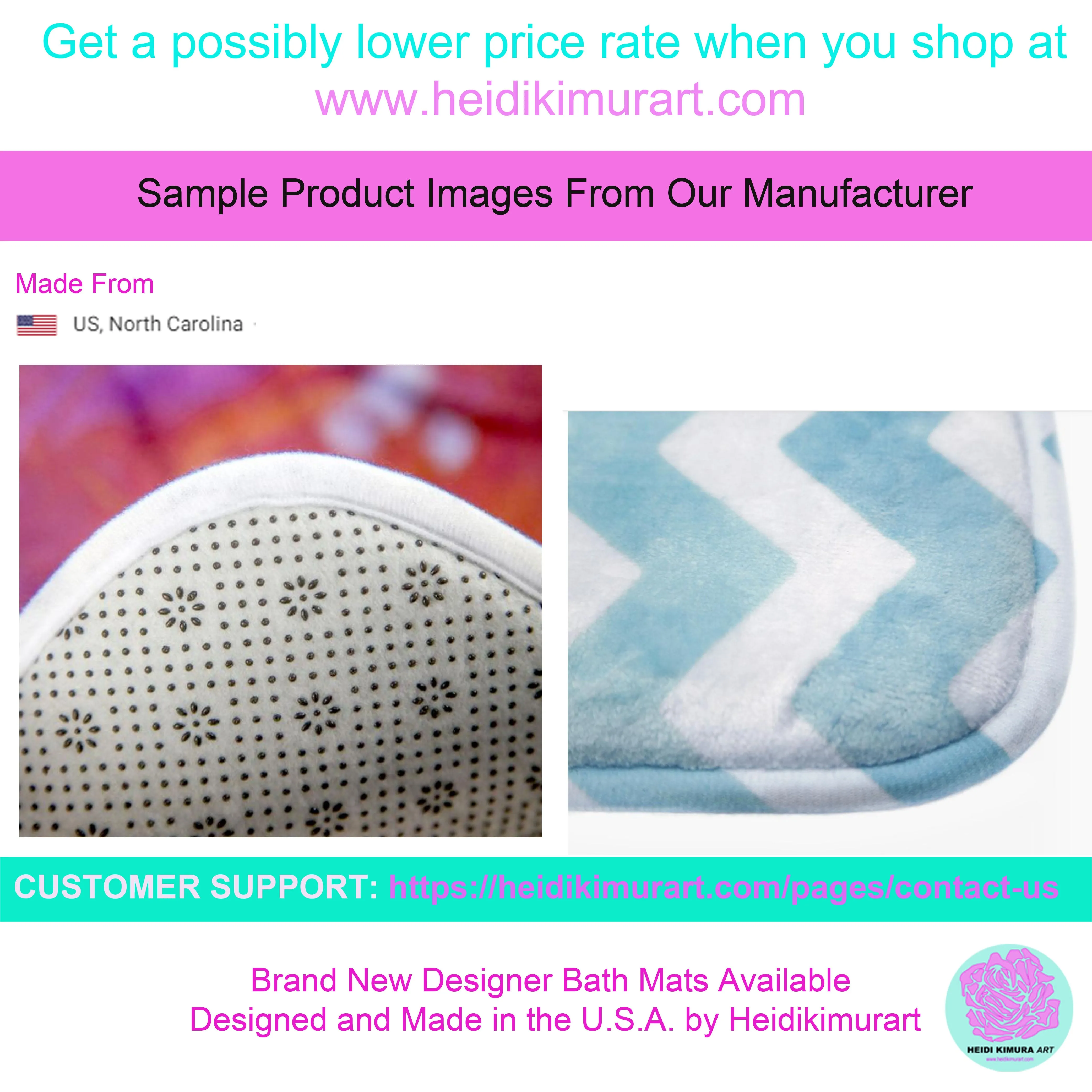 White Marble Print Bath Mat, 34"x21", 24"x17" Premium Microfiber Rug- Printed in USA