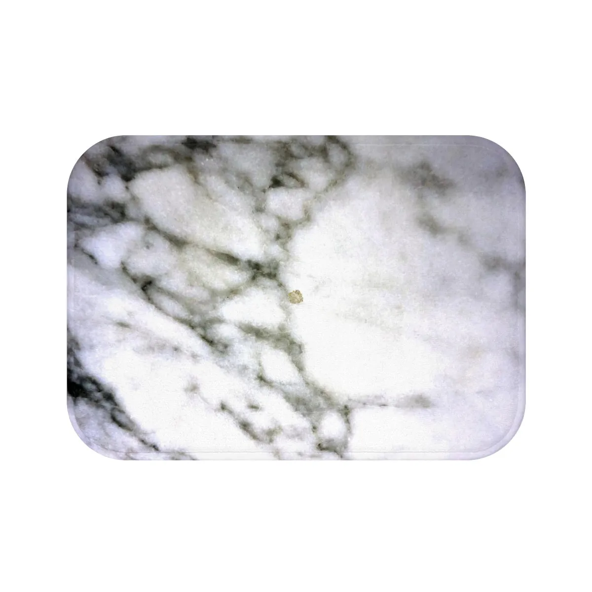White Marble Print Bath Mat, 34"x21", 24"x17" Premium Microfiber Rug- Printed in USA