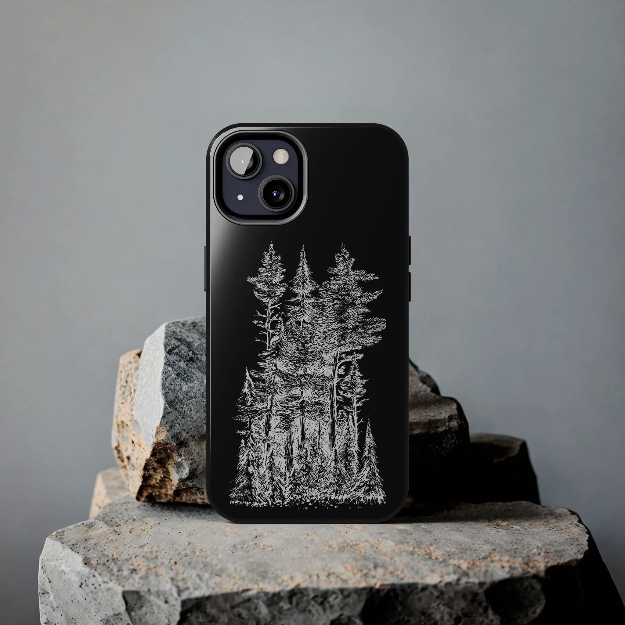 White Trees Forest Phone Case - Minimalist Nature-Inspired Design, Simple Woodland Art Cover for iPhone & Samsung