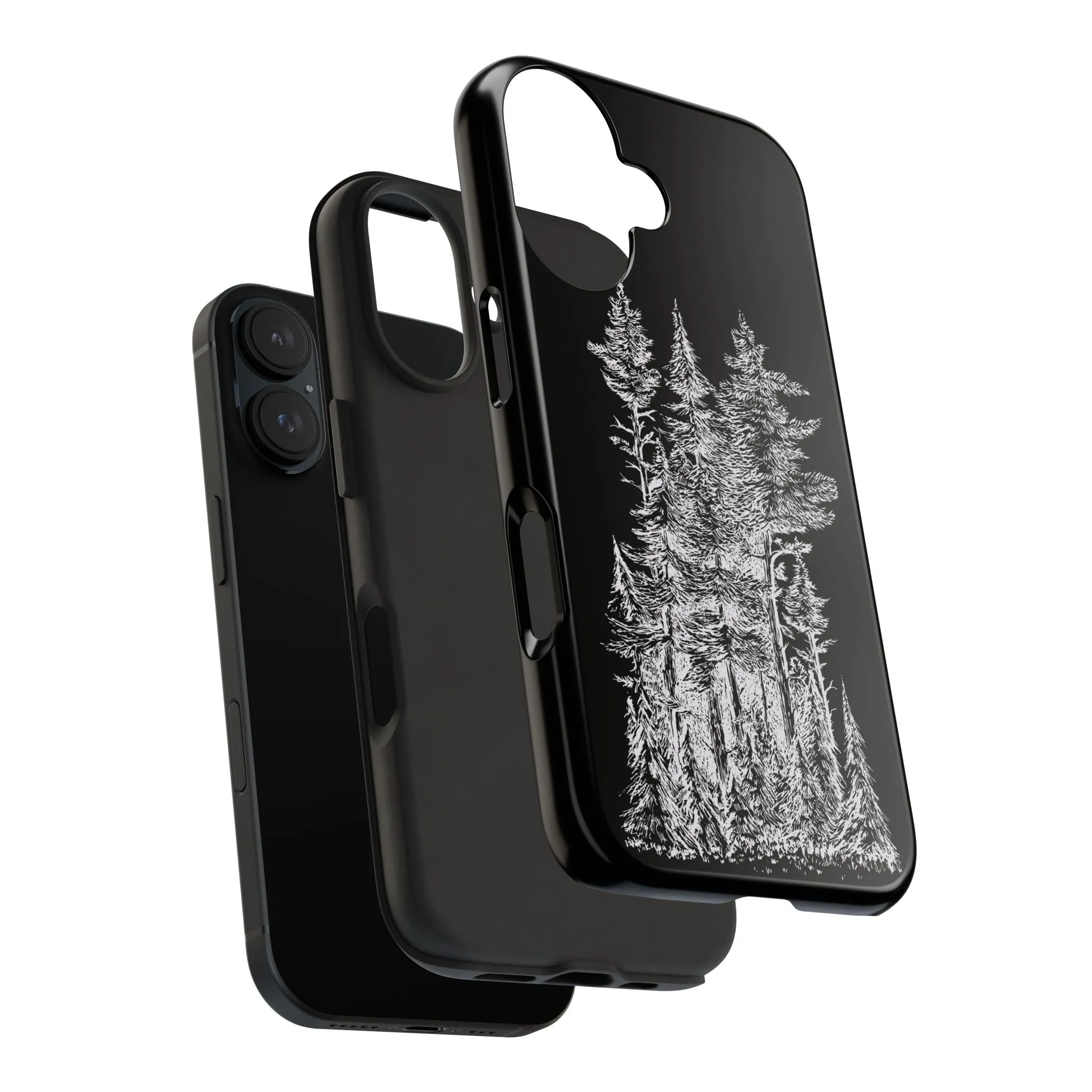White Trees Forest Phone Case - Minimalist Nature-Inspired Design, Simple Woodland Art Cover for iPhone & Samsung