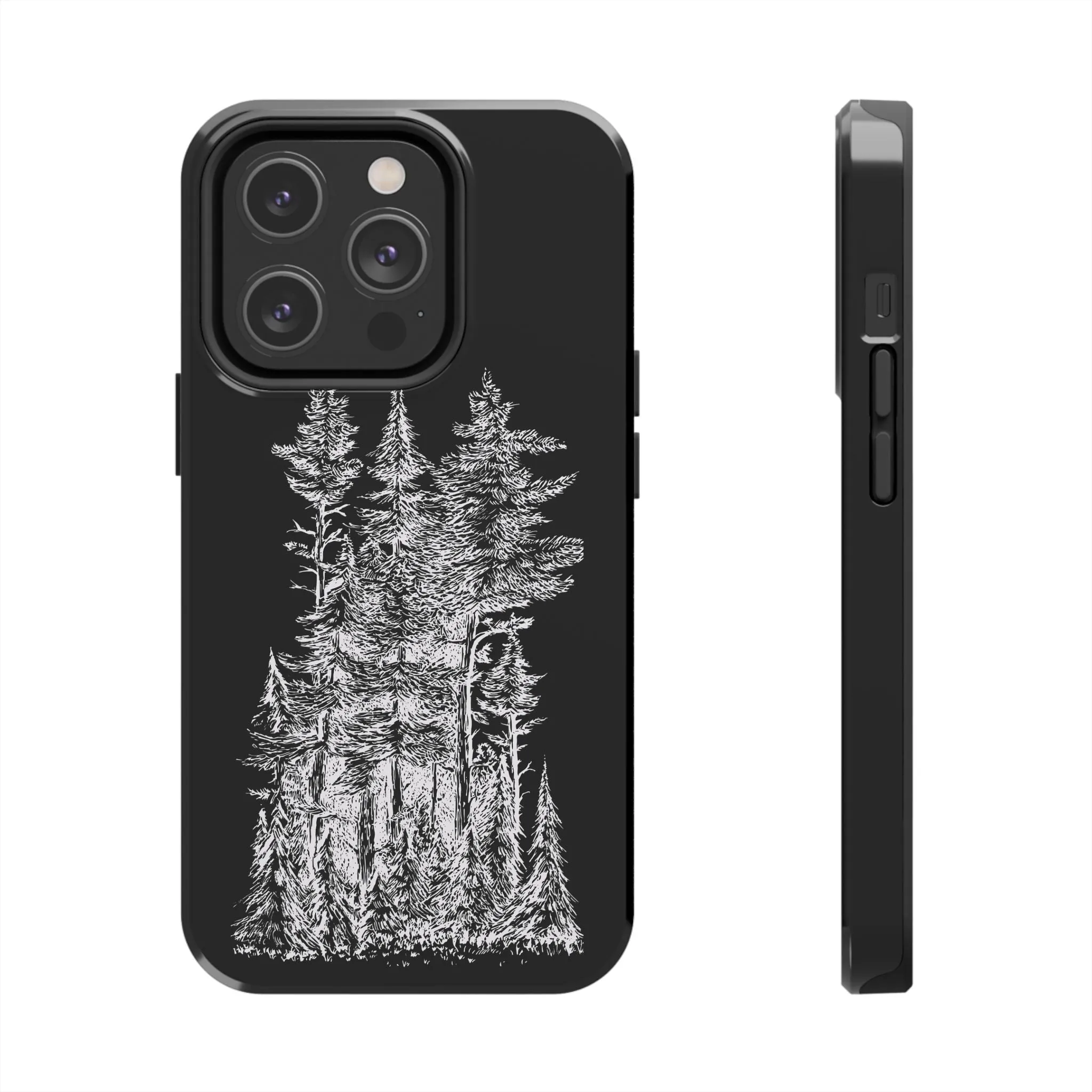 White Trees Forest Phone Case - Minimalist Nature-Inspired Design, Simple Woodland Art Cover for iPhone & Samsung