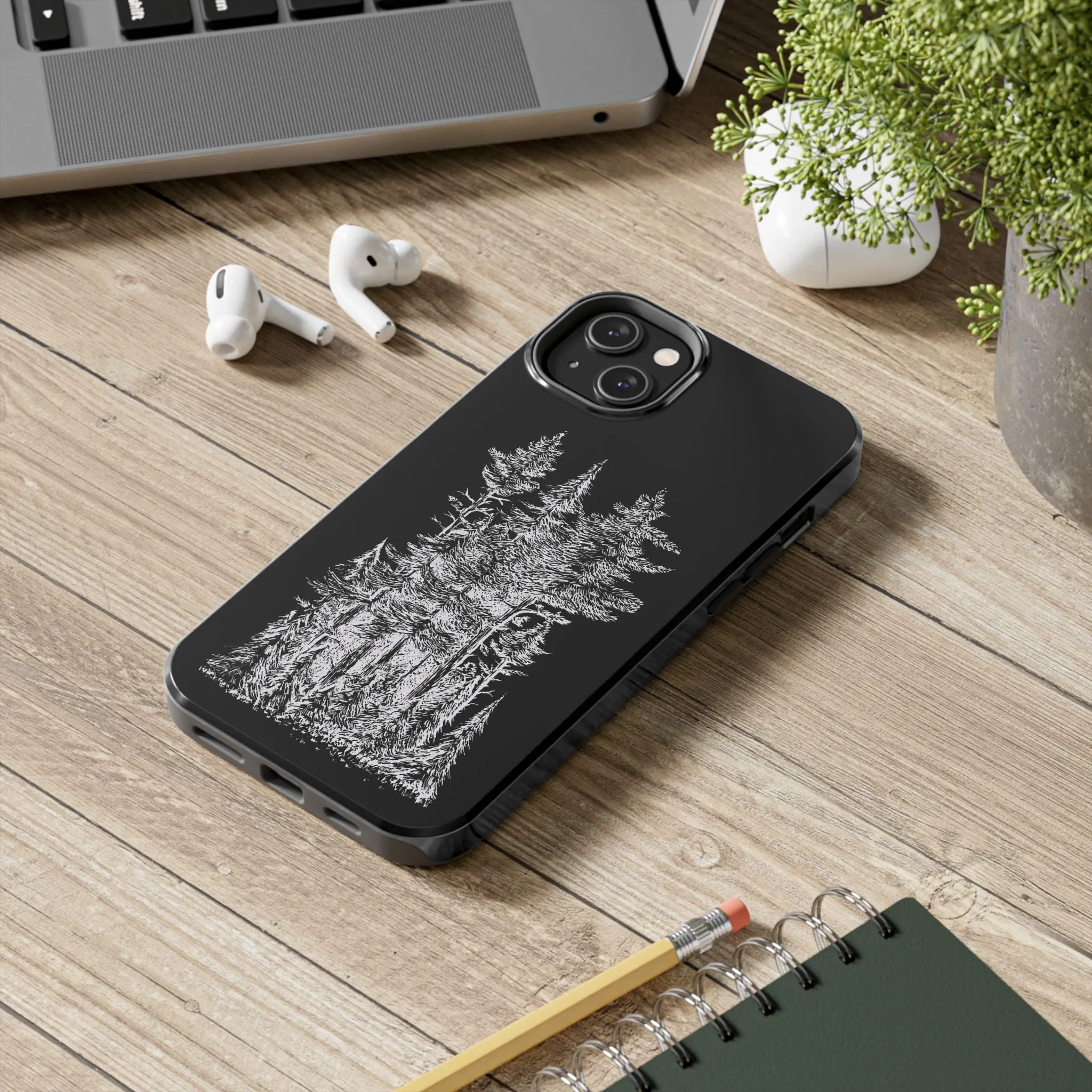 White Trees Forest Phone Case - Minimalist Nature-Inspired Design, Simple Woodland Art Cover for iPhone & Samsung
