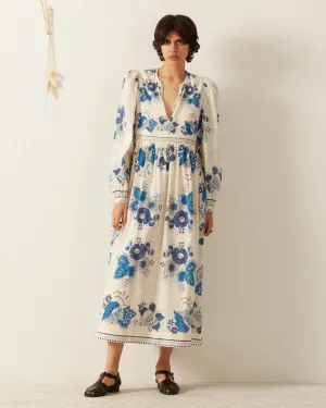 Winifred Blue China Panel Dress