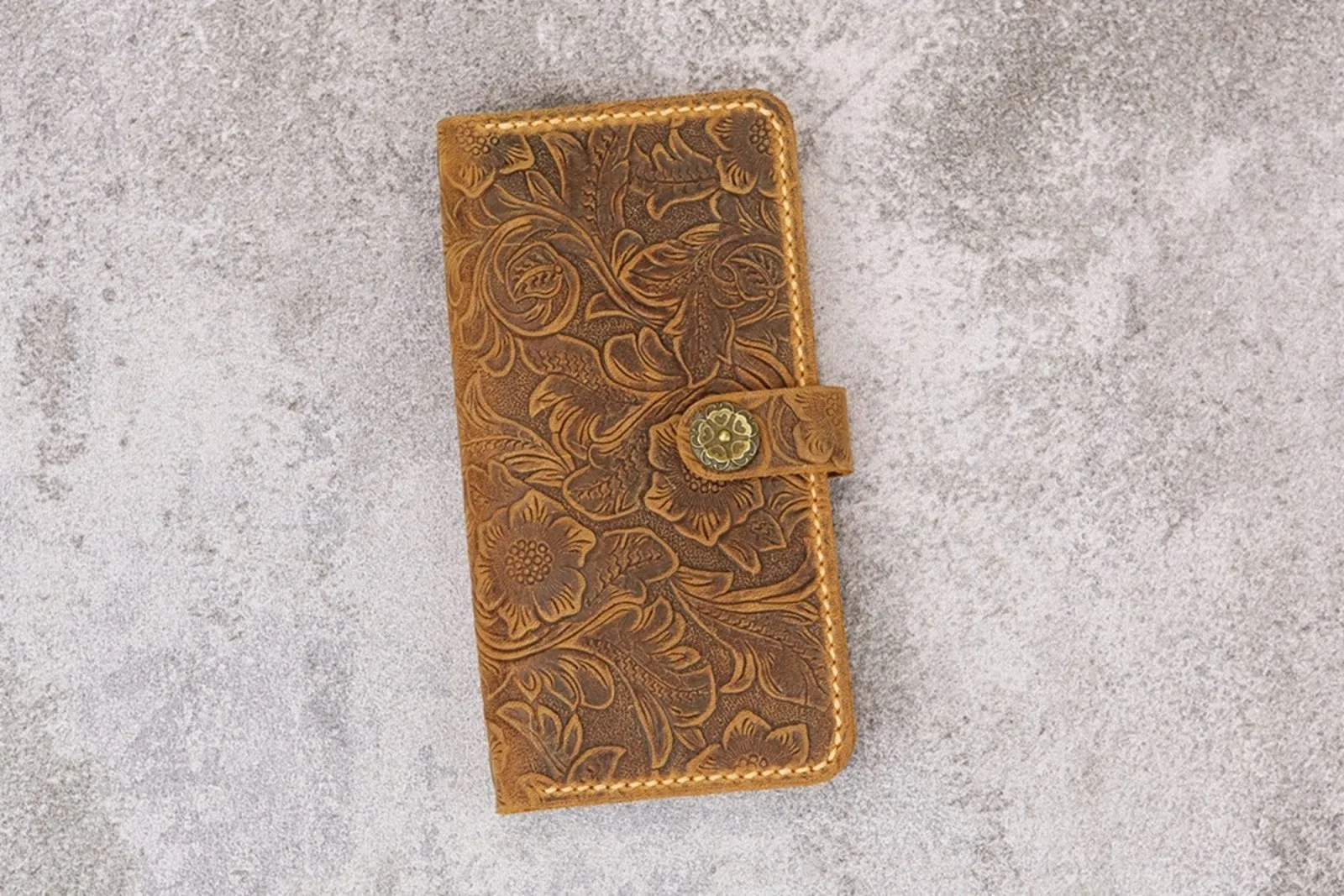 Women embossing leather iPhone 14 13 12 pro wallet case iPhone 13 12 mini wallet tooled leather iPhone X XS Max wallet case cover