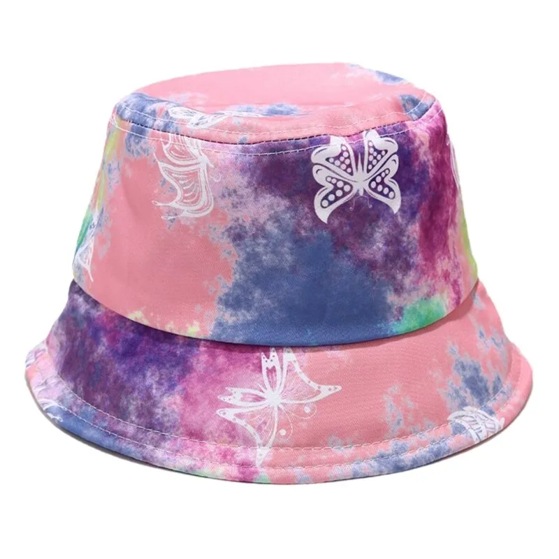 Women Men Fire Butterfly Cloud Dragon Graffiti Print Bucket Hat Harajuku Hip Hop Wide Brim Sunscreen Fisherman Cap