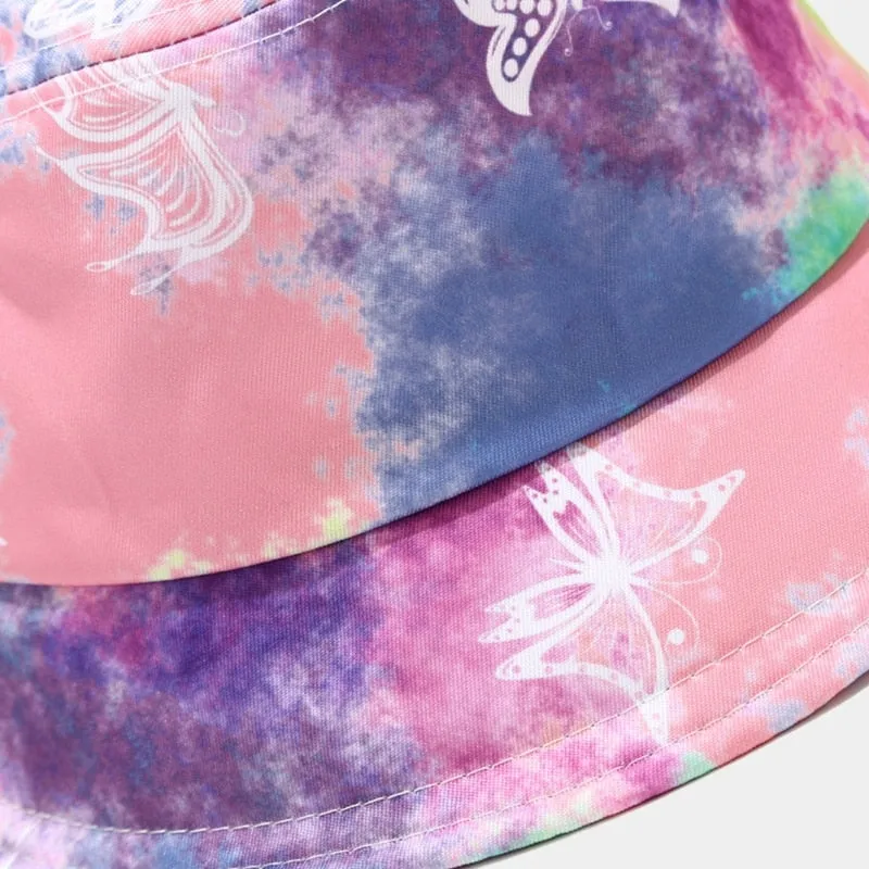 Women Men Fire Butterfly Cloud Dragon Graffiti Print Bucket Hat Harajuku Hip Hop Wide Brim Sunscreen Fisherman Cap