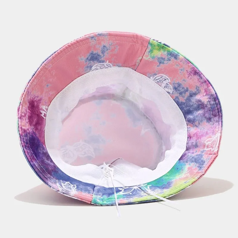 Women Men Fire Butterfly Cloud Dragon Graffiti Print Bucket Hat Harajuku Hip Hop Wide Brim Sunscreen Fisherman Cap
