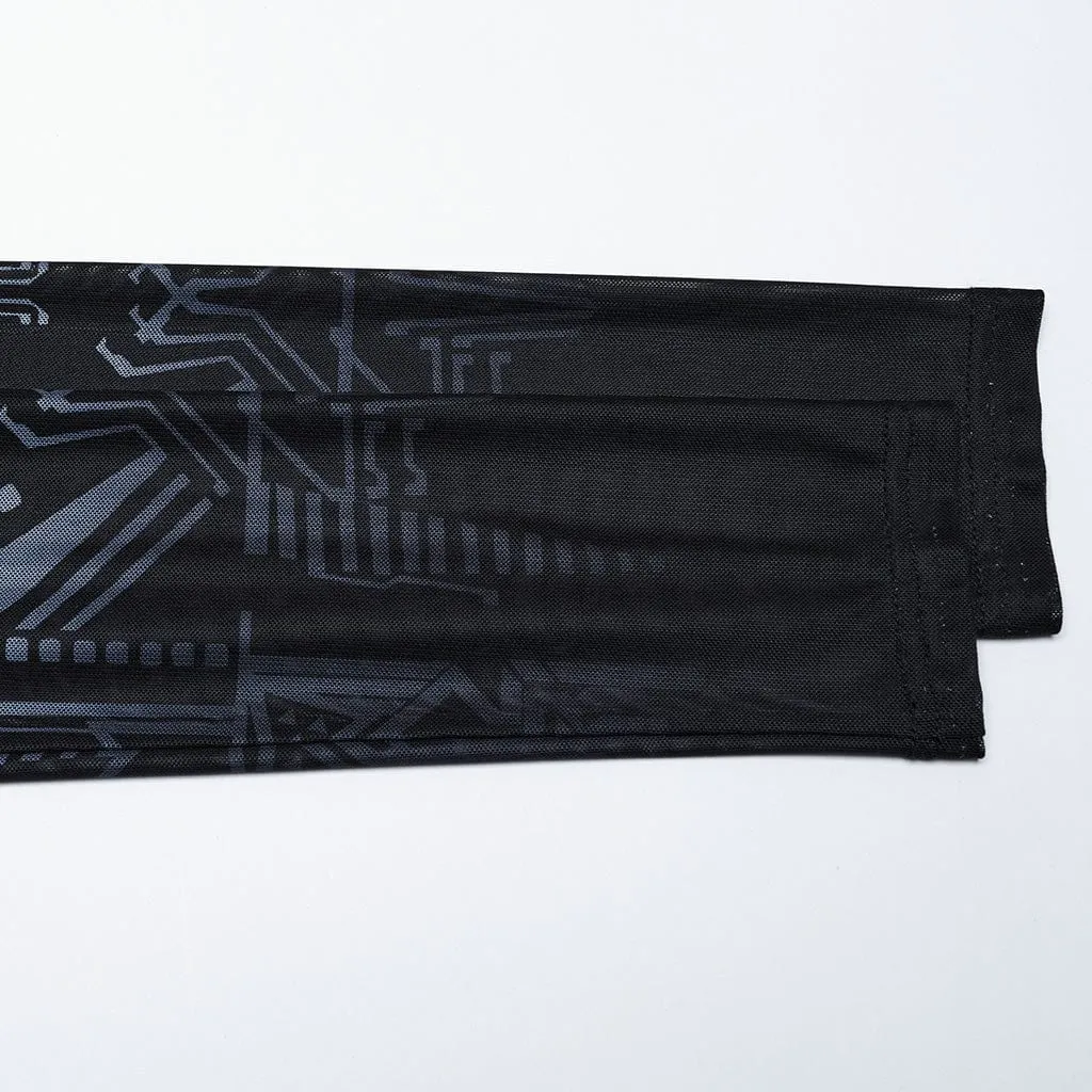 Women's Cyberpunk Gradient Printed Mesh Shirt