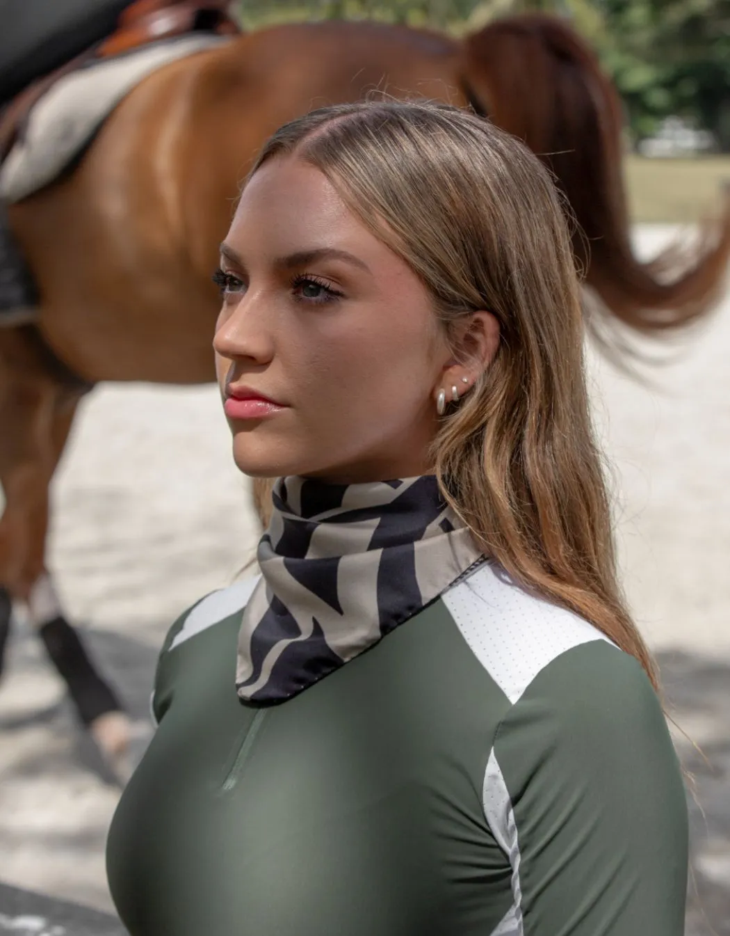 Yagya Monogram Silk Scarf Tan