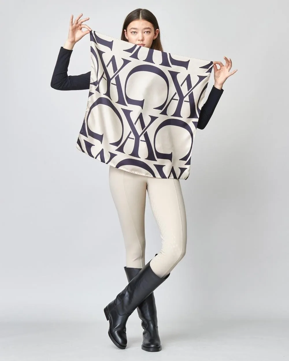 Yagya Monogram Silk Scarf Tan