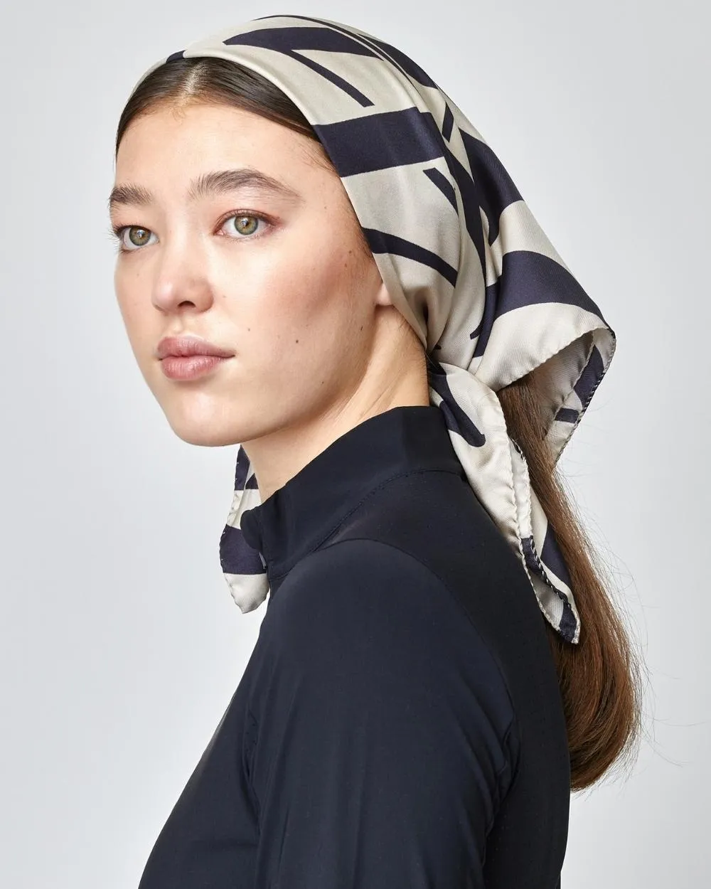 Yagya Monogram Silk Scarf Tan