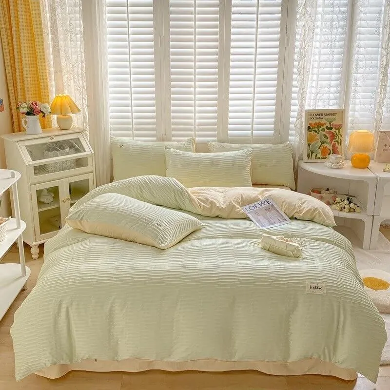 Yeknu Seersucker Fabric Bedding Set