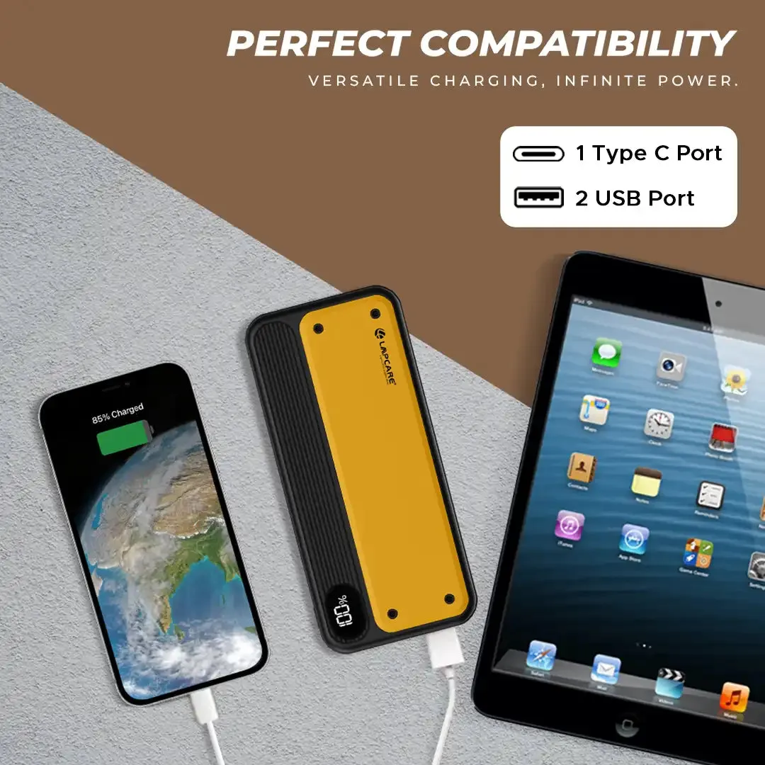 YELO 10000 mAh Portable Power Bank With Type C & 2 USB Ports (LPB-522)