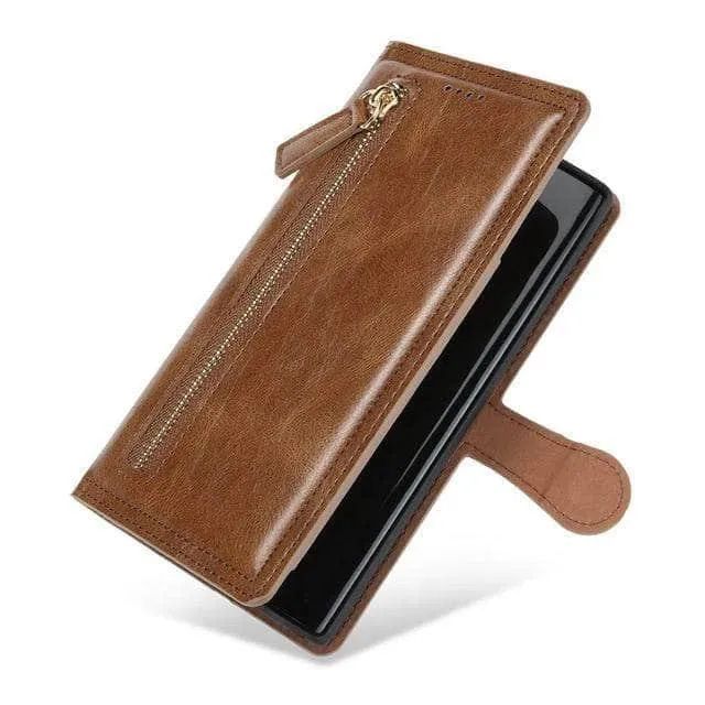 Zipper Leather Card Slot Flip Galaxy S21 Case