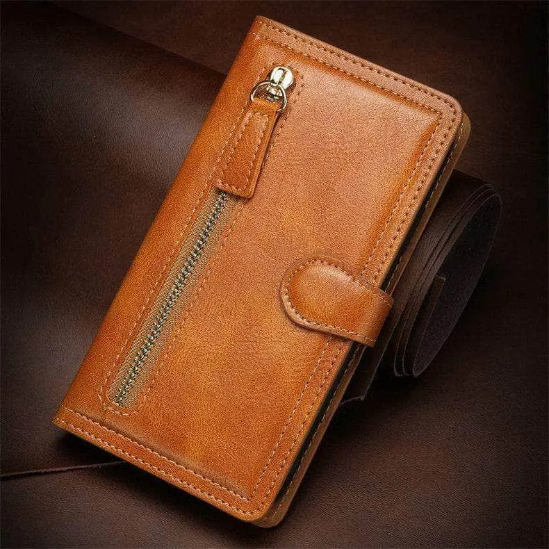 Zipper Leather Card Slot Flip Galaxy S21 Case