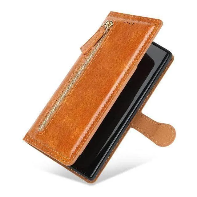 Zipper Leather Card Slot Flip Galaxy S21 Case