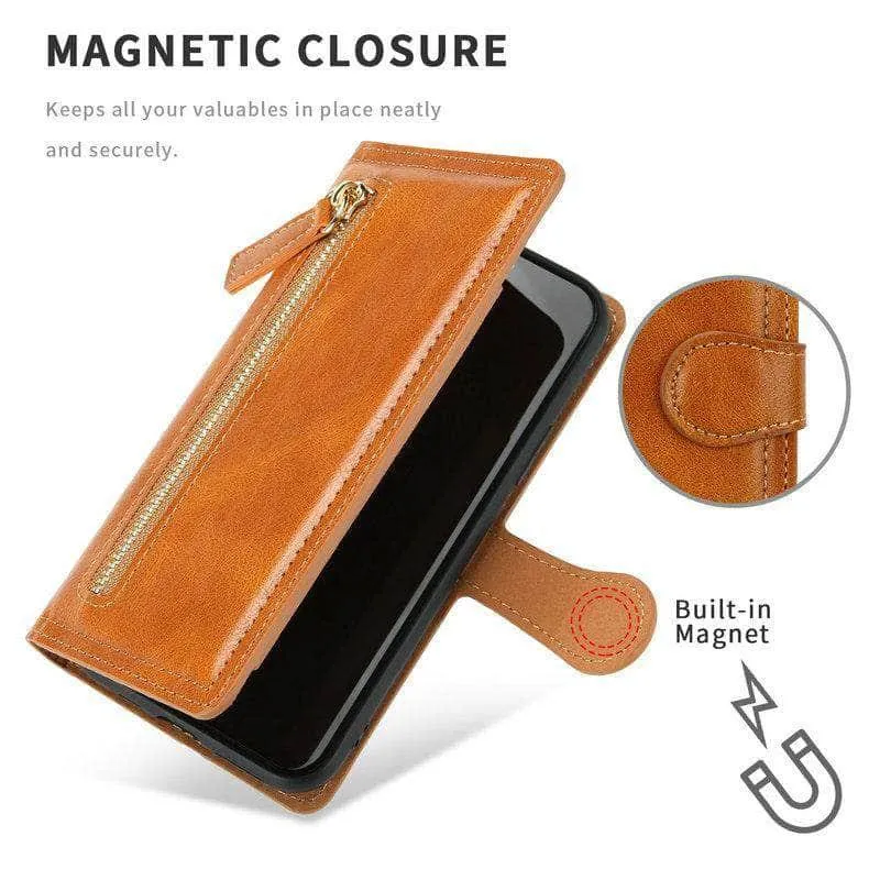 Zipper Leather Card Slot Flip Galaxy S21 Case