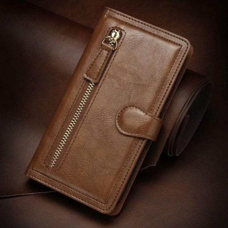 Zipper Leather Card Slot Flip Galaxy S21 Case