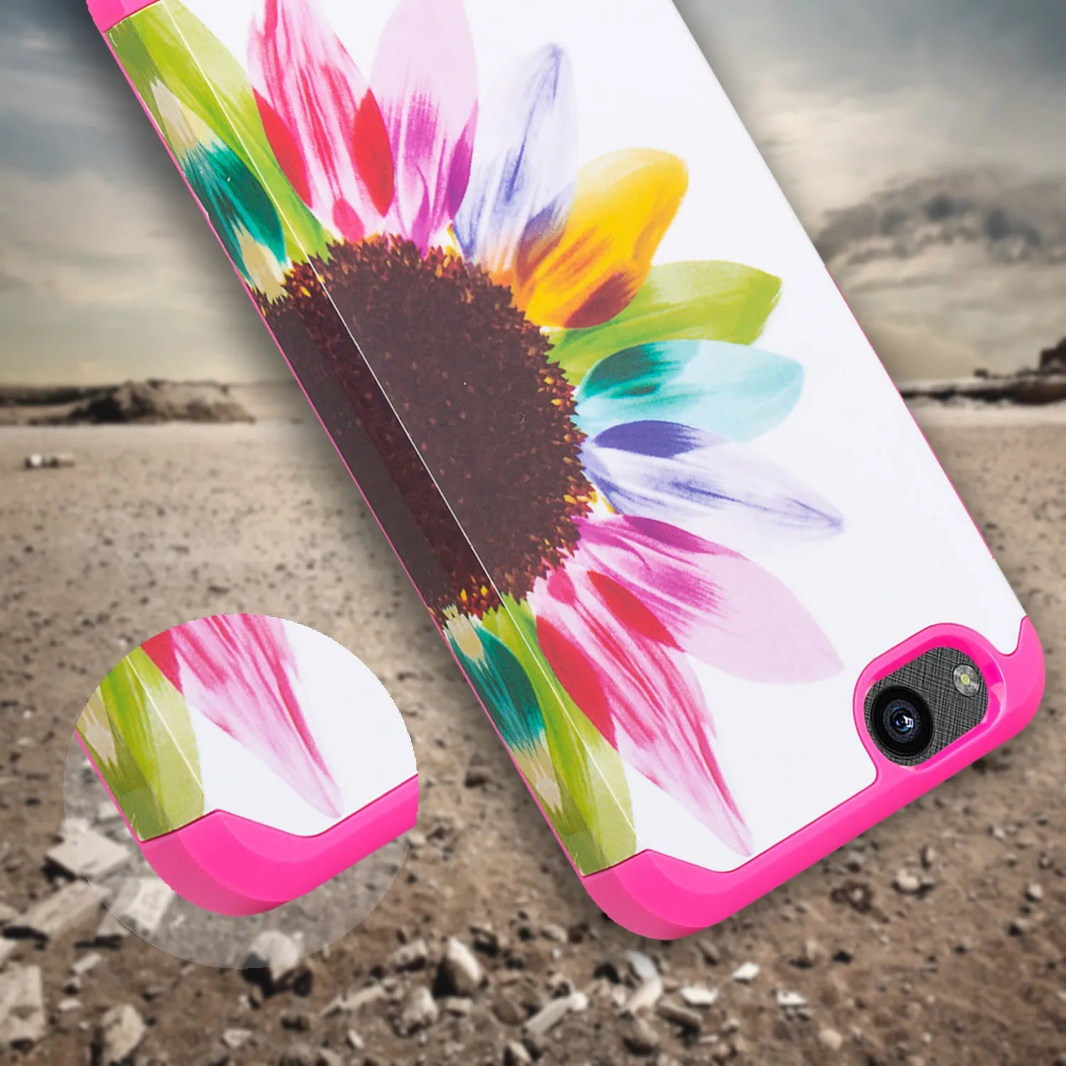 ZTE Tempo X Case, Tempo Go, Blade Vantage, Avid 4, ZFive C, ZFive G, N9137, Z557BL, Z558VL, Slim Dual Layer Hybrid Shockproof Protective Cover - Vivid Sunflower